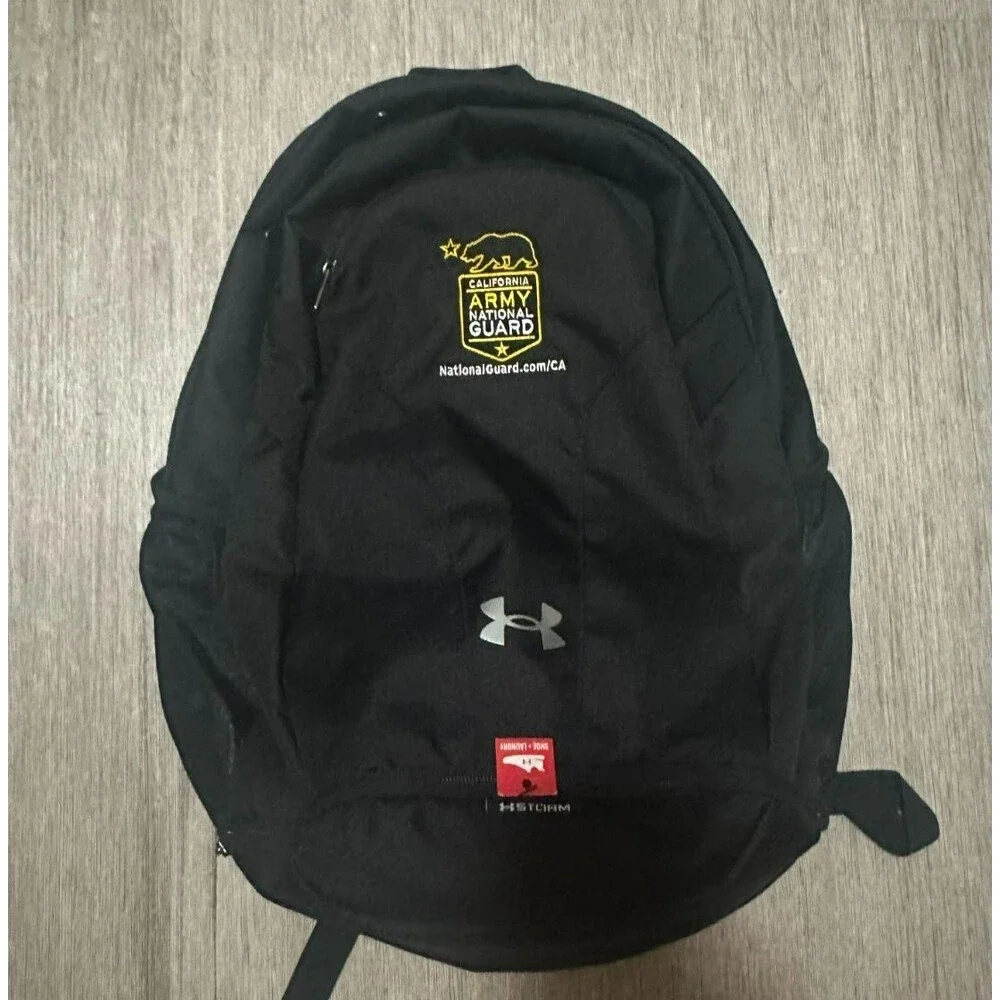 California Army National Guard Under Armour Hustle 5.0 Team Black Backpack NWT